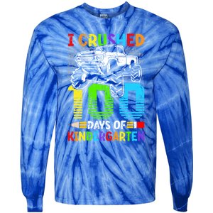 I Crushed 100 Days Of Kindergarten 100th Day Of School Funny Gift Tie-Dye Long Sleeve Shirt