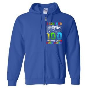 I Crushed 100 Days Of Kindergarten 100th Day Of School Funny Gift Full Zip Hoodie