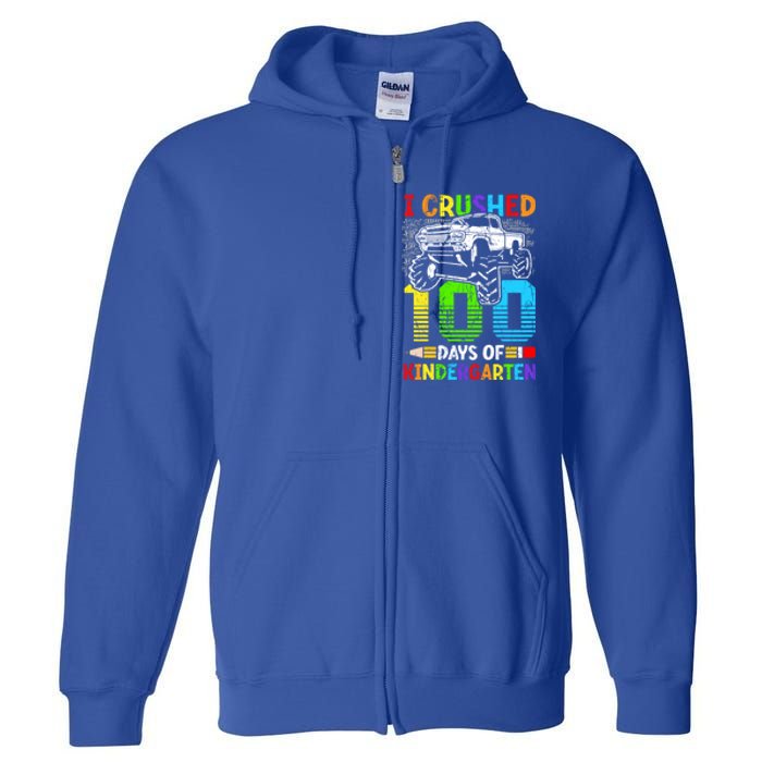 I Crushed 100 Days Of Kindergarten 100th Day Of School Funny Gift Full Zip Hoodie