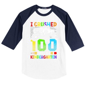 I Crushed 100 Days Of Kindergarten 100th Day Of School Funny Gift Baseball Sleeve Shirt