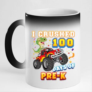 I Crushed 100 Days Of Pre K 100th Day School Monster Car Gift 11oz Black Color Changing Mug