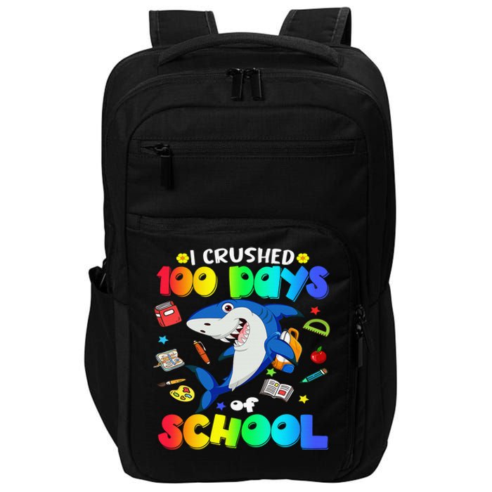 I Crushed 100 Days of School Funny Shark Lover Impact Tech Backpack