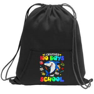 I Crushed 100 Days of School Funny Shark Lover Sweatshirt Cinch Pack Bag