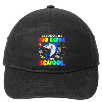 I Crushed 100 Days of School Funny Shark Lover 7-Panel Snapback Hat