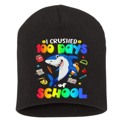 I Crushed 100 Days of School Funny Shark Lover Short Acrylic Beanie