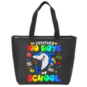 I Crushed 100 Days of School Funny Shark Lover Zip Tote Bag