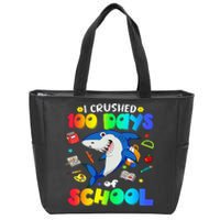 I Crushed 100 Days of School Funny Shark Lover Zip Tote Bag