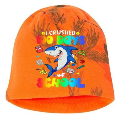 I Crushed 100 Days of School Funny Shark Lover Kati - Camo Knit Beanie