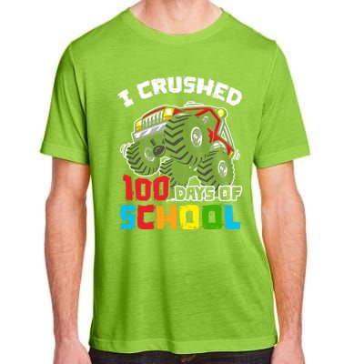 I Crushed 100 Days Of School 100th Day Of Monster Truck Cute Gift Adult ChromaSoft Performance T-Shirt