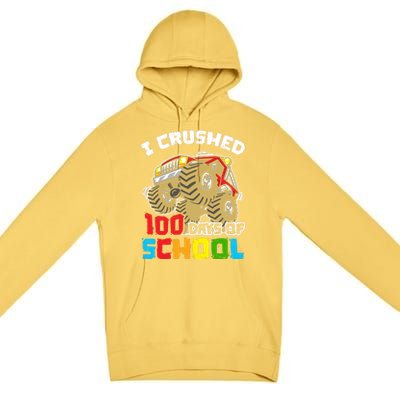 I Crushed 100 Days Of School 100th Day Of Monster Truck Cute Gift Premium Pullover Hoodie