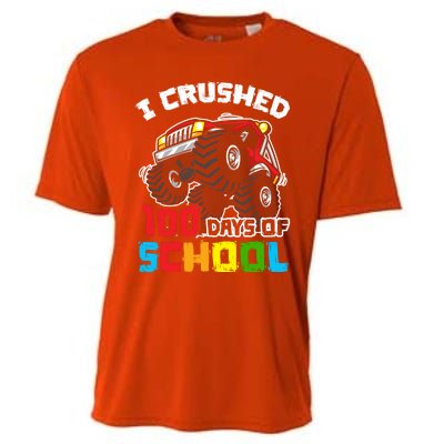 I Crushed 100 Days Of School 100th Day Of Monster Truck Cute Gift Cooling Performance Crew T-Shirt