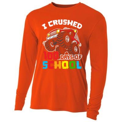 I Crushed 100 Days Of School 100th Day Of Monster Truck Cute Gift Cooling Performance Long Sleeve Crew