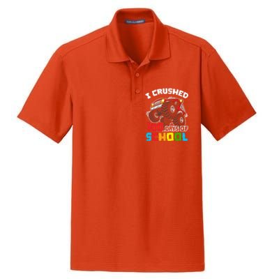 I Crushed 100 Days Of School 100th Day Of Monster Truck Cute Gift Dry Zone Grid Polo