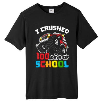 I Crushed 100 Days Of School 100th Day Of Monster Truck Cute Gift Tall Fusion ChromaSoft Performance T-Shirt