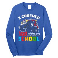 I Crushed 100 Days Of School 100th Day Of Monster Truck Cute Gift Long Sleeve Shirt