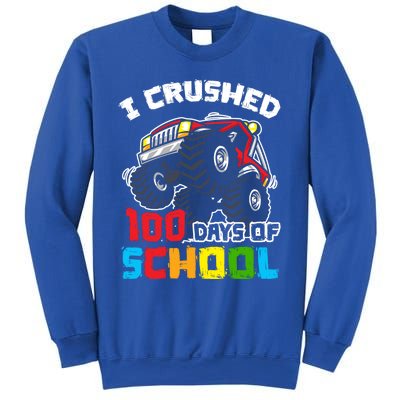 I Crushed 100 Days Of School 100th Day Of Monster Truck Cute Gift Sweatshirt