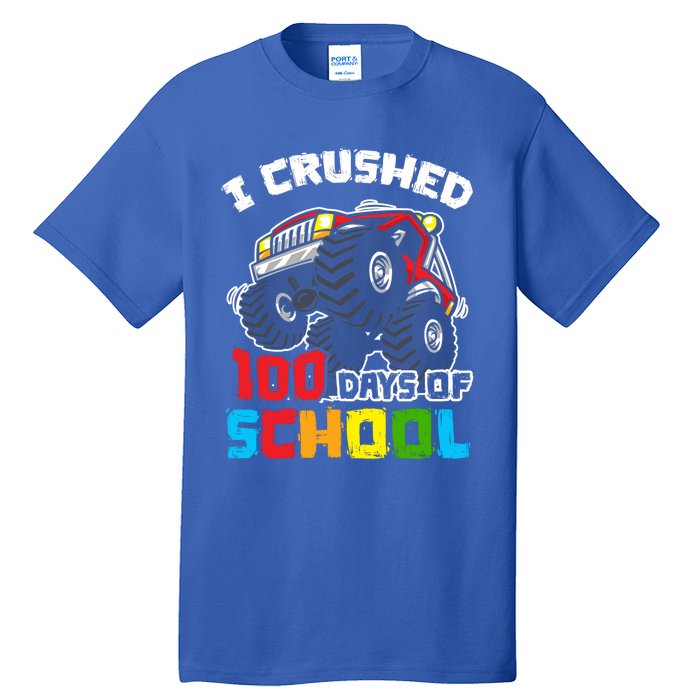 I Crushed 100 Days Of School 100th Day Of Monster Truck Cute Gift Tall T-Shirt