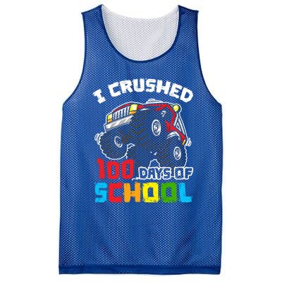 I Crushed 100 Days Of School 100th Day Of Monster Truck Cute Gift Mesh Reversible Basketball Jersey Tank