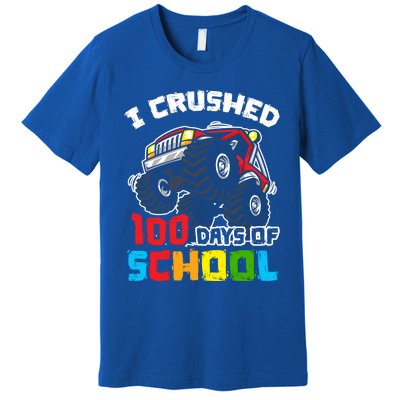 I Crushed 100 Days Of School 100th Day Of Monster Truck Cute Gift Premium T-Shirt