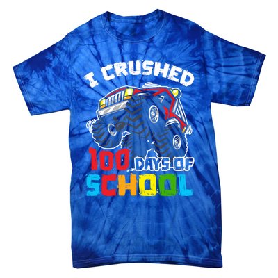 I Crushed 100 Days Of School 100th Day Of Monster Truck Cute Gift Tie-Dye T-Shirt