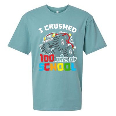 I Crushed 100 Days Of School 100th Day Of Monster Truck Cute Gift Sueded Cloud Jersey T-Shirt