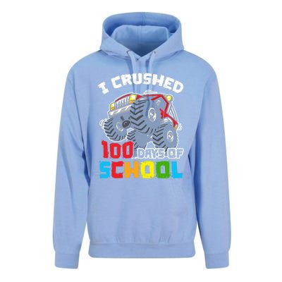 I Crushed 100 Days Of School 100th Day Of Monster Truck Cute Gift Unisex Surf Hoodie