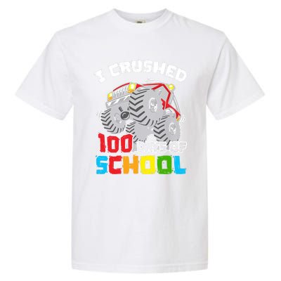 I Crushed 100 Days Of School 100th Day Of Monster Truck Cute Gift Garment-Dyed Heavyweight T-Shirt