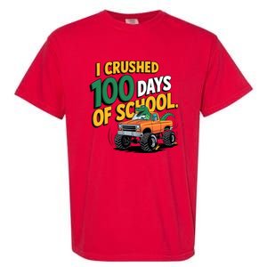 I Crushed 100 Day Of School Monster Truck T Rex Dinosaur Boy Garment-Dyed Heavyweight T-Shirt