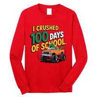 I Crushed 100 Day Of School Monster Truck T Rex Dinosaur Boy Long Sleeve Shirt