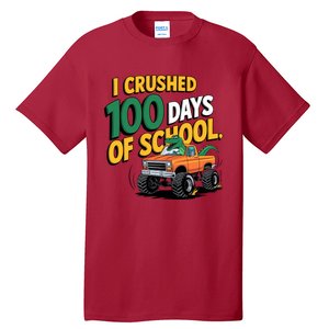 I Crushed 100 Day Of School Monster Truck T Rex Dinosaur Boy Tall T-Shirt