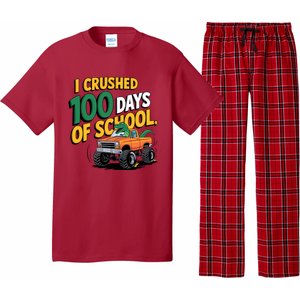 I Crushed 100 Day Of School Monster Truck T Rex Dinosaur Boy Pajama Set