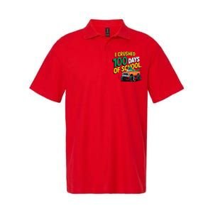 I Crushed 100 Day Of School Monster Truck T Rex Dinosaur Boy Softstyle Adult Sport Polo