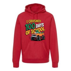 I Crushed 100 Day Of School Monster Truck T Rex Dinosaur Boy Premium Hoodie