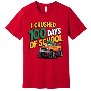 I Crushed 100 Day Of School Monster Truck T Rex Dinosaur Boy Premium T-Shirt