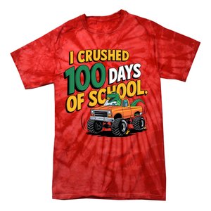 I Crushed 100 Day Of School Monster Truck T Rex Dinosaur Boy Tie-Dye T-Shirt