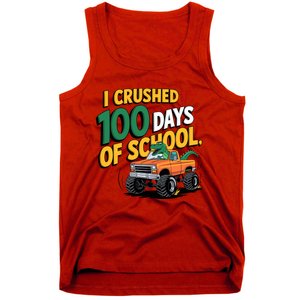 I Crushed 100 Day Of School Monster Truck T Rex Dinosaur Boy Tank Top