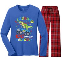 I Crushed 100 Days Of School 100th Day Of School Meaningful Gift Women's Long Sleeve Flannel Pajama Set 