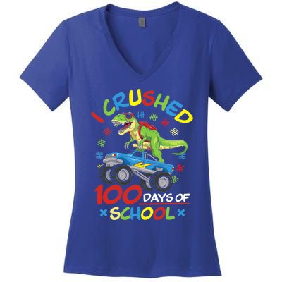 I Crushed 100 Days Of School 100th Day Of School Meaningful Gift Women's V-Neck T-Shirt