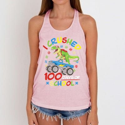 I Crushed 100 Days Of School 100th Day Of School Meaningful Gift Women's Knotted Racerback Tank