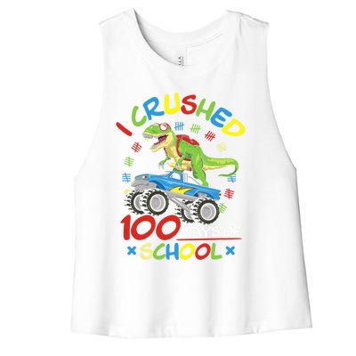 I Crushed 100 Days Of School 100th Day Of School Meaningful Gift Women's Racerback Cropped Tank