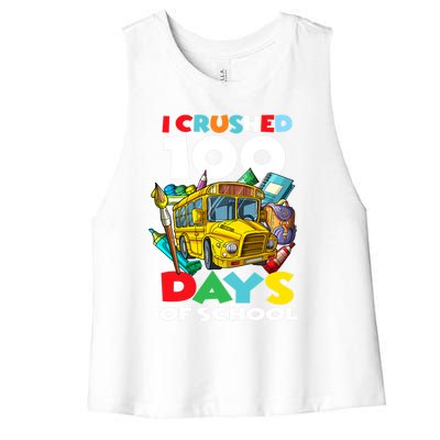 I Crushed 100 Days Of School 100th Day Of School Gift Women's Racerback Cropped Tank