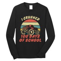 I Crushed 100 Days Of School Funny Retro Vintage Long Sleeve Shirt