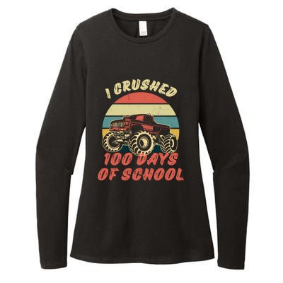 I Crushed 100 Days Of School Funny Retro Vintage Womens CVC Long Sleeve Shirt