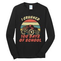 I Crushed 100 Days Of School Funny Retro Vintage Tall Long Sleeve T-Shirt