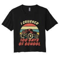 I Crushed 100 Days Of School Funny Retro Vintage Women's Crop Top Tee