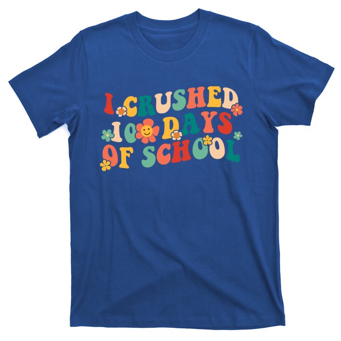 I Crushed 100 Days Of School Smarter Brighter Groovy Retro Great Gift T-Shirt