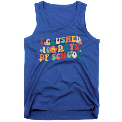 I Crushed 100 Days Of School Smarter Brighter Groovy Retro Great Gift Tank Top