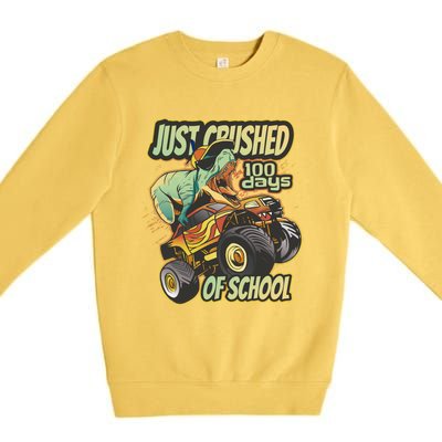 I Crushed 100 Days Of School 100th Day Tgiftrex Funny 100th Gift Premium Crewneck Sweatshirt