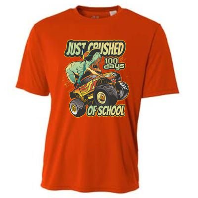 I Crushed 100 Days Of School 100th Day Tgiftrex Funny 100th Gift Cooling Performance Crew T-Shirt