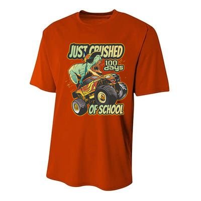 I Crushed 100 Days Of School 100th Day Tgiftrex Funny 100th Gift Performance Sprint T-Shirt